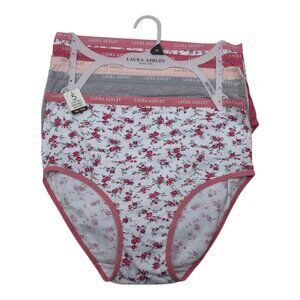 Laura Ashley Womens Med 5-Pack Cotton Spandex Panties Floral & Solid Tag Free